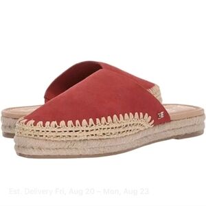 Sam Edelman Austin Red platform Espedrille mules, soft suede leather